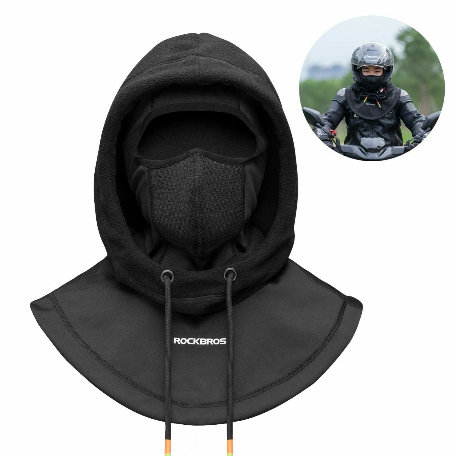 ROCKBROS thermal fleece mask for cycling and motorcycling in black