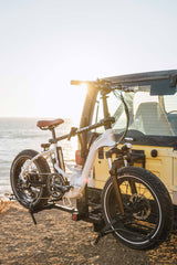 Sport Rider bike rack with electric bike by the ocean at sunset.