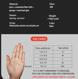 ROCKBROS winter gloves size chart for biking and touchscreen use