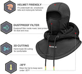 ROCKBROS winter cycling balaclava with helmet compatibility and dustproof features.