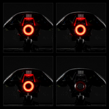 ROCKBROS Smart Brake & Tail Light Q5 displaying four lighting modes for cycling safety.