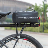 ROCKBROS Deluxe Bicycle Rear Rack Bag in black on bike rack with sleek design.