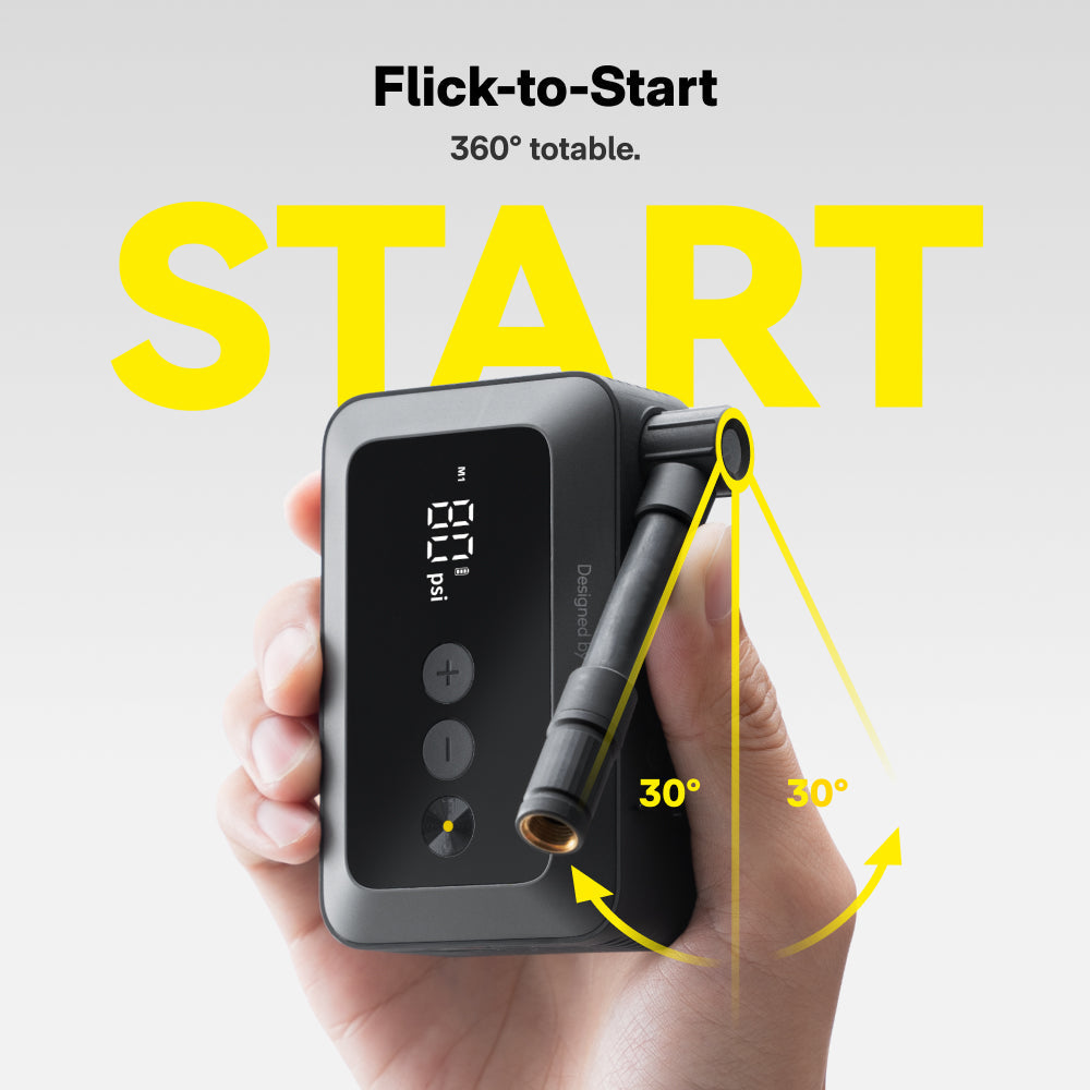 HOTO Air Pump Pocket showing 80 psi with Flick-to-Start feature