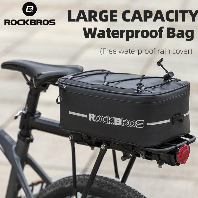 ROCKBROS large capacity waterproof bicycle rear rack bag with bungee cord and rain cover