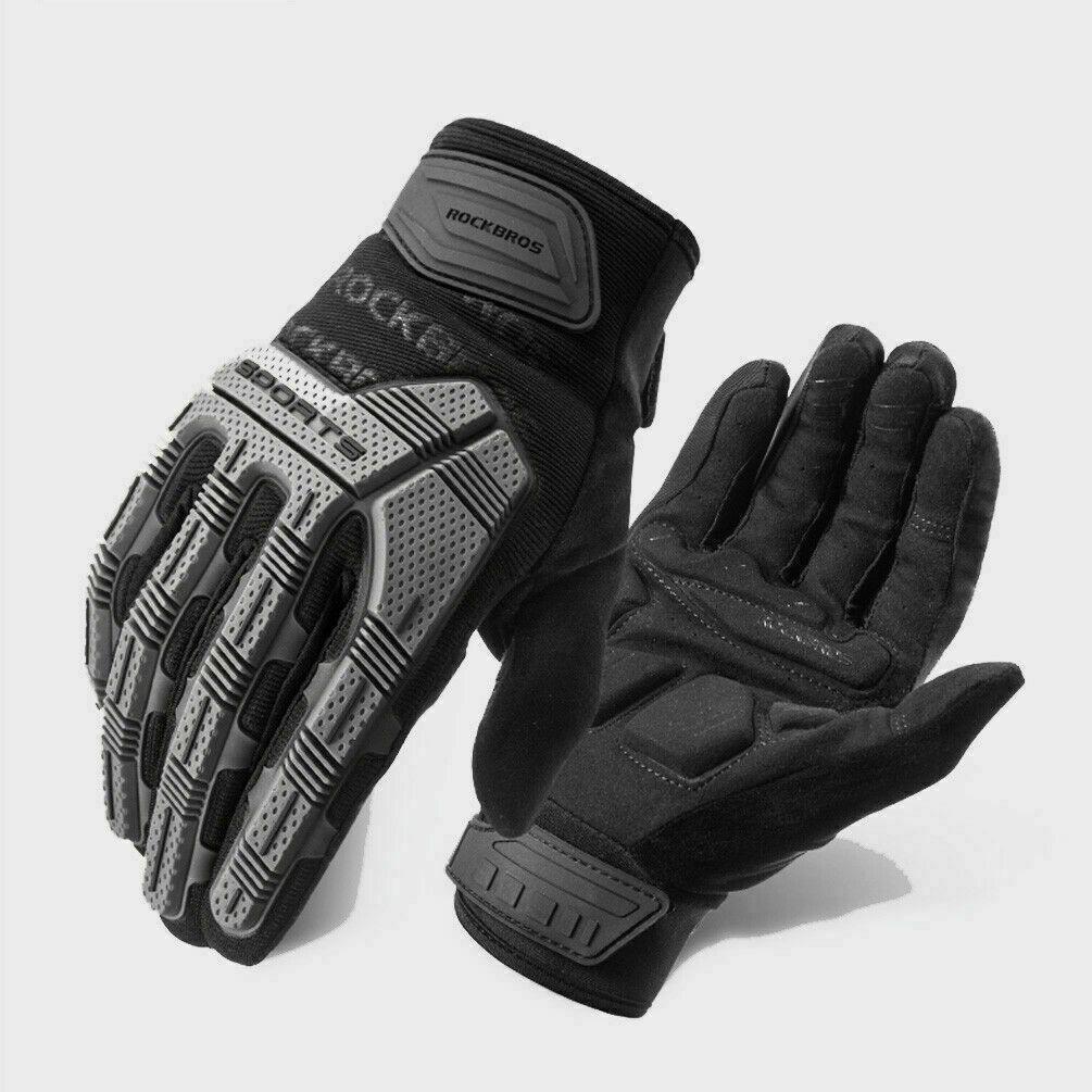 ROCKBROS winter riding gloves with touchscreen capability and anti-slip grip