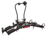 Destination E hitch bike rack for two electric bikes with adjustable frame clamps